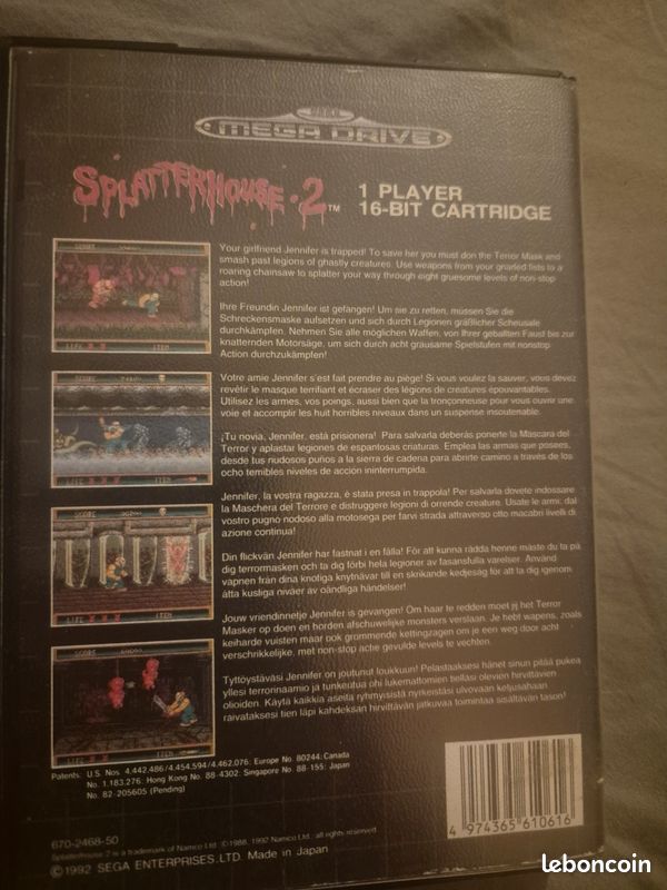 SEGA Megadrive Splatterhouse 2 USA Bon état - Consoles