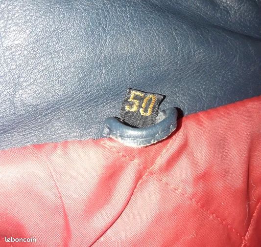 Perfecto Cuir Véritable Vintage 80s - Bleu Klein (Taille 50 / L) (image 7)