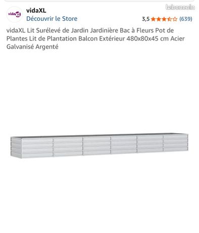Jardinière Surélevée 129x45 Cm Acier Galvanisé – Potager Balcon & Jardin Argenté