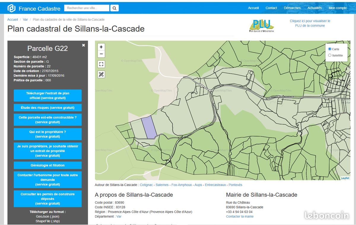 Terrain boisé 48.431 m2 a sillans la cascade ( var 83690 ) · à Salernes · 35 000 €