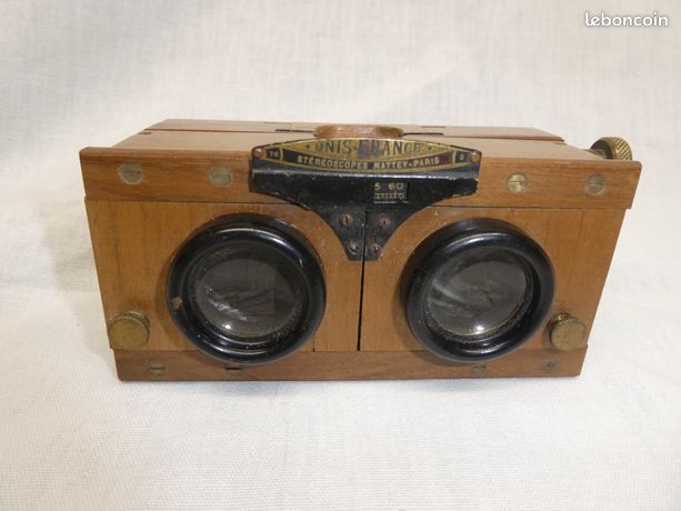 Visionneuse Stéréoscopique Ancienne UNIS-FRANCE – Palissandre Et Marqueterie – 6×13 Cm