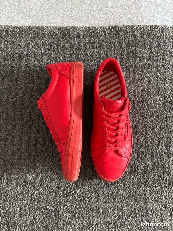 Baskets Bershka Slip-On Rouge Toile - Pointure 37 - Neuf Sans Emballage