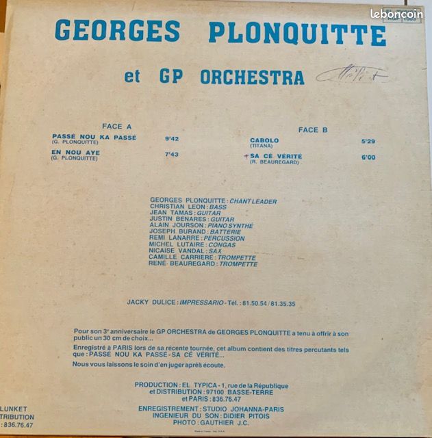 Disque Vinyle 33T LP : Georges Plonquitte Et G.P. Orchestra – IIIe Anniversaire (image 2)