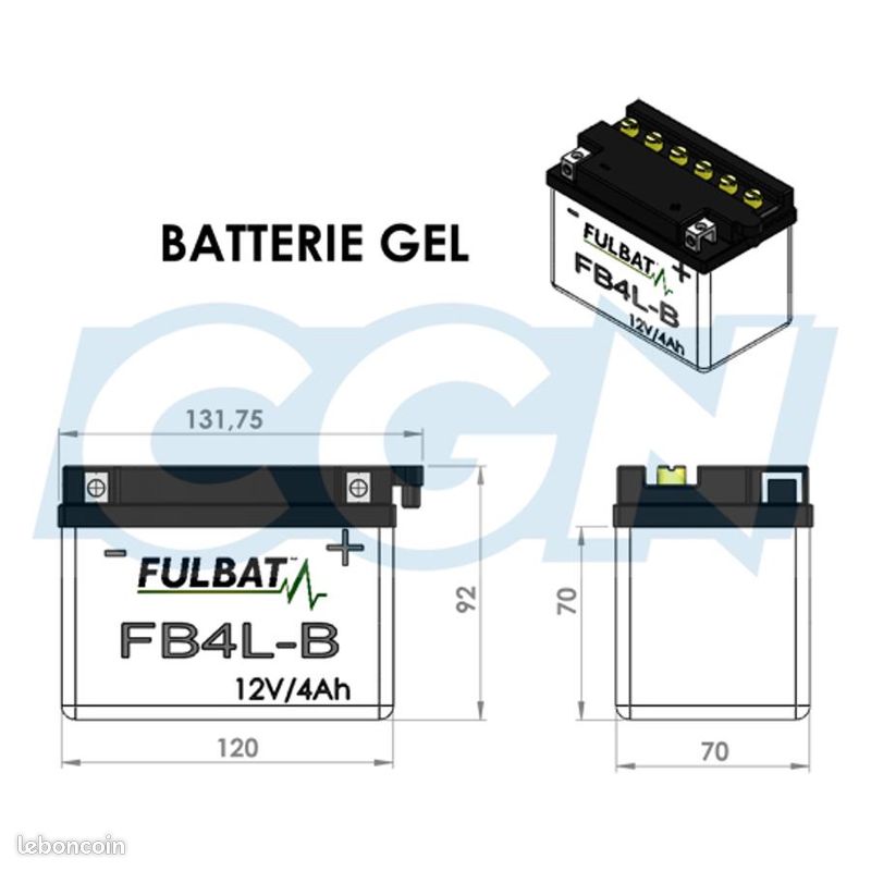 Batterie Fulbat SLA GEL FB4L-B GEL 12V 5.3Ah - Moto Scooter Prête à L'Emploi