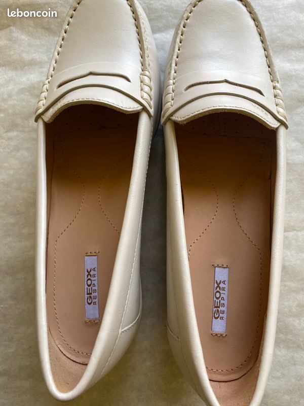 Mocassin cuir blanc cassé Femme (image 6)