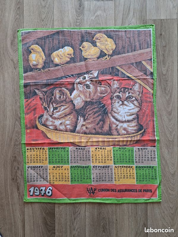 Lot De 3 Torchons Vintage Calendrier 1974 Et 1988 - Thème Pêche, Paysage Bleu - France