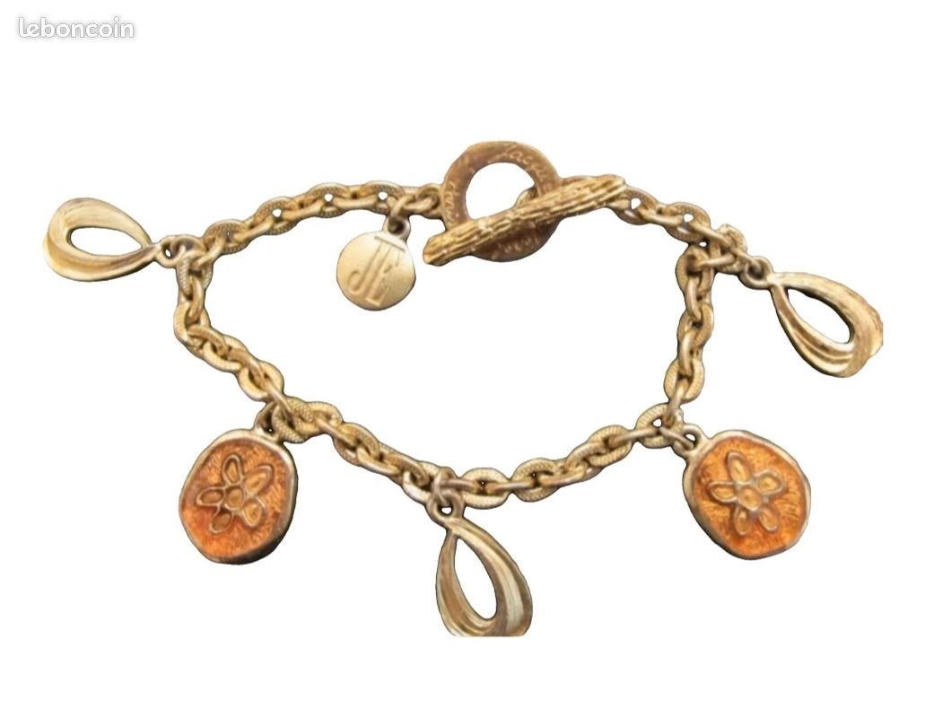 Bracelet Vintage à Charmes Doré Signé Jacques Esterel - État Bon Usage - Bijou Fantaisie Rétro