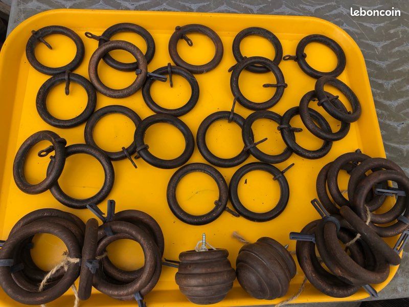 Anneaux bois et attaches pour rideaux (image 1)