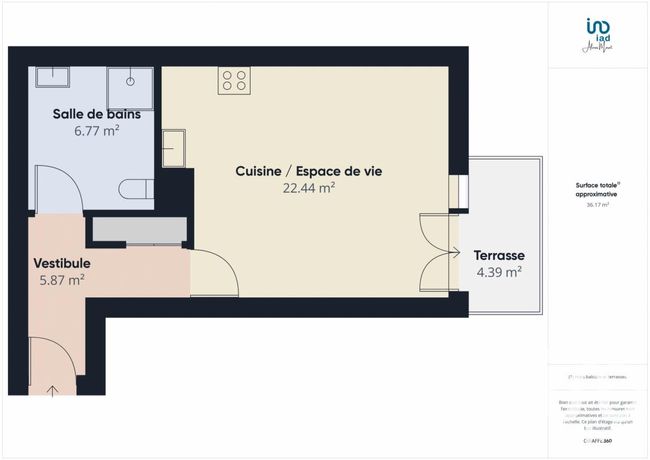 Appartement a louer  - 1 pièce(s) - 36 m2 - Surfyn