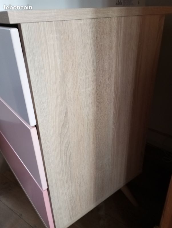 Commode 1 porte et 3 tiroirs roses SEVENTIES - SAUTHON (image 3)