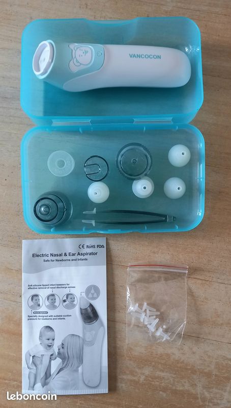 Aspirateur Nasal électrique Bébé 2 En 1 - Nettoyeur Nez Et Oreilles - 4 Buses Silicone - Pour Nouveau-nés Et Tout-petits