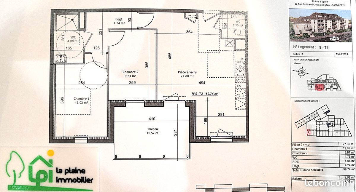 Appartement 3 pièces 60 m² · à Caen · 60 m² · 259 000 €