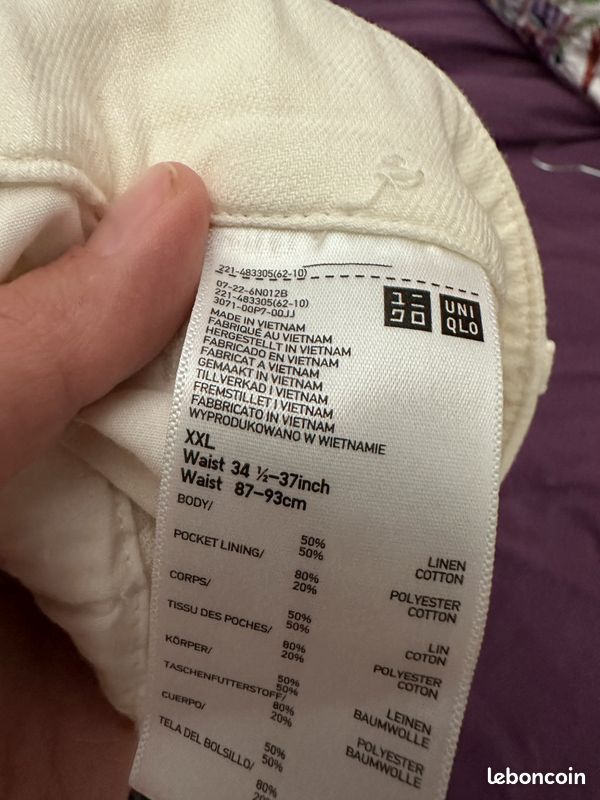 Pantalon été Uniqlo blanc T44 confortable (image 10)