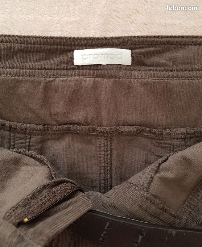 Jupe Promod Taille 36 En Velours Côtelé Brun Chocolat - Style Asymétrique, Longueur Genou