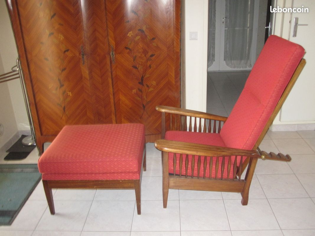 Fauteuil et repose pieds art déco (image 1)