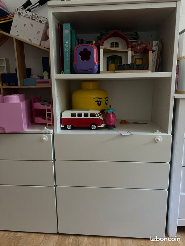 Bibliothèque 3 tiroirs et 2 niches supérieurs - modèle SMÅSTAD/PLATSA de IKEA - bon état (image 1)