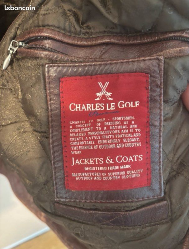 Blouson vintage Charles Le Golf – cuir de buffle – XXL – marron (image 4)