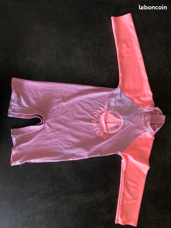Combinaison natation anti-uv bébé fille rose (image 1)