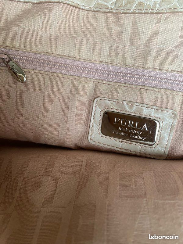 Sac cabas Furla cuir façon croco beige (image 7)