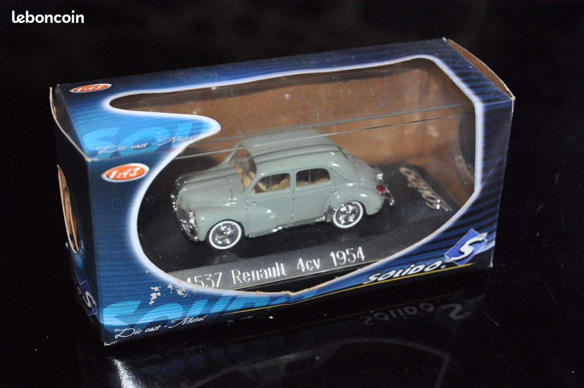 Modèle Réduit 1/43 Renault 4 CV CIJ Repeint En Bleu – Occasion, Année 1950, Boîte Copie