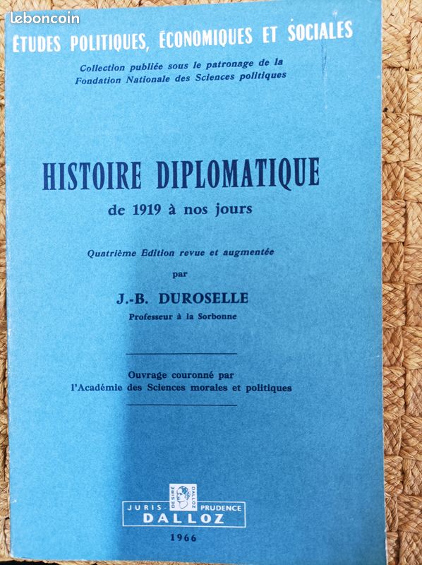 Histoire diplomatique de 1919 à nos jours - JB Duroselle - Dalloz - 1966 (image 2)