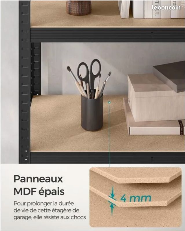 Étagère métallique SONGMICS 5 niveaux – modulable – 90 × 40 × 180 cm (image 4)