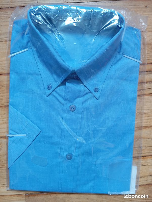 Chemise Homme Taille 39/40 Neuve - Coton Rayé - Col Boutonné - Manches Longues - Sans étiquettes