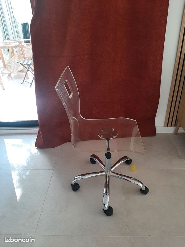 Chaise bureau transparente roulette (image 3)
