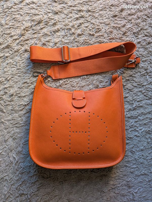 Sac femme cuir orange à bandoulière Genuine Leather (image 6)