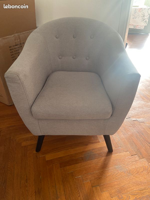 Canapé fauteuil gris (image 1)
