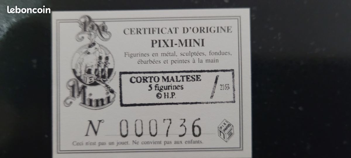 Lot 5 Figurines Pixi Corto Maltese – Hugo Pratt 1998 – Complet Avec Certif
