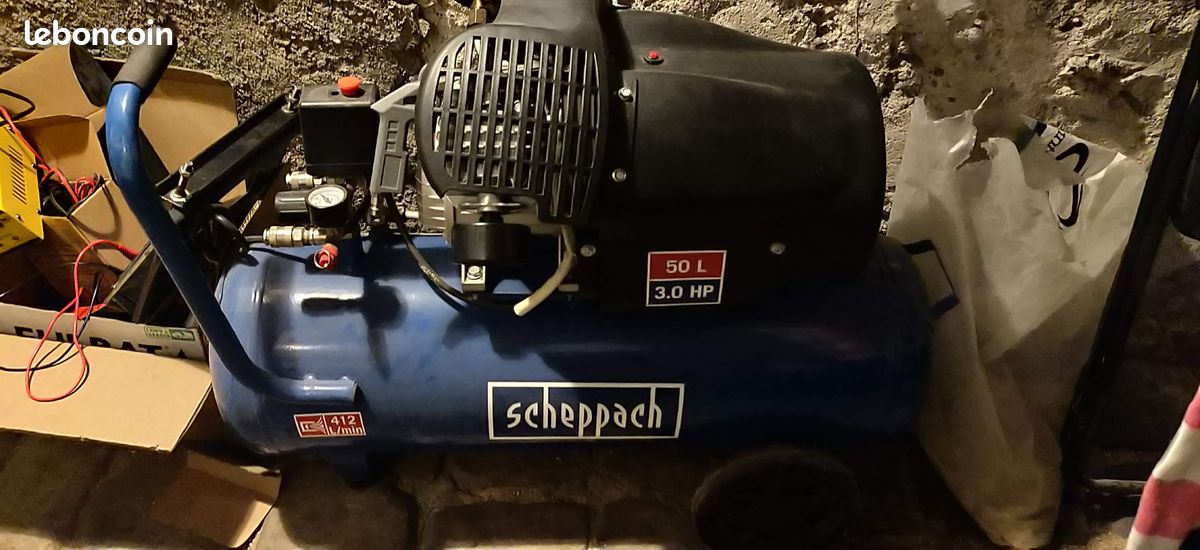 Compresseur d’air horizontal à double cylindres Scheppach HC53DC – 50L – 2200 W – 10 bars – 3 CV (image 2)