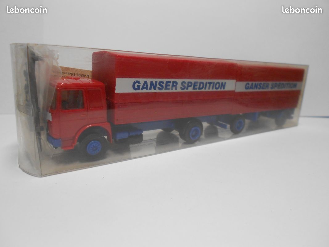 Ho 1/87 herpa man f8 porteur cabine saviem remorque ganser neuf boite + accessoires (image 4)