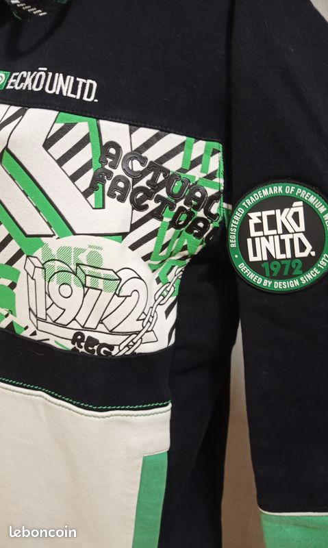 Blouson Satin épais Ecko United - Taille L Bleu - Style Streetwear Vintage à Capuche - Occasion Très Bon état