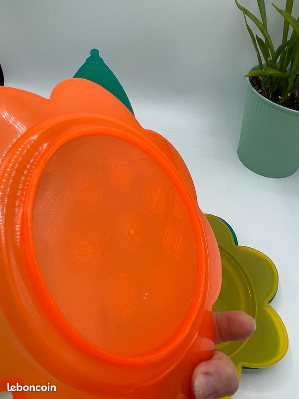 Lot 6+4 Bols à Oreilles GILAC Orange – Vintage Plastique – Camping Français