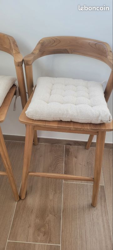 Chaises de bar véritable teck (image 2)