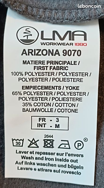 Vend SWEAT POLAIRE DE TRAVAIL ARIZONA LMA taille 3 MIXTE (image 2)