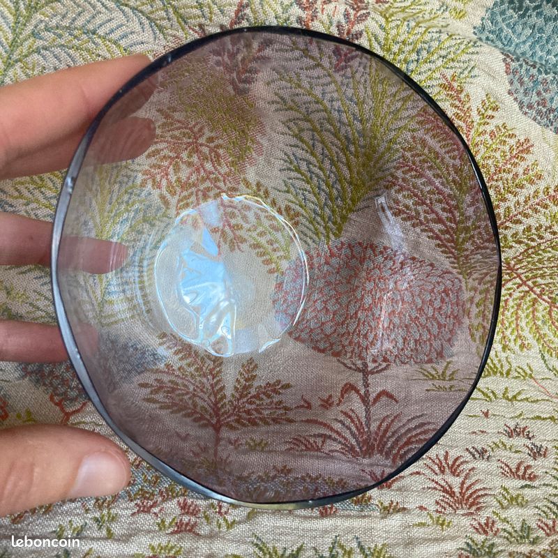 Coupelle rince doigt en cristal teinté mauve ancien, Lalique sûrement mais non signé (image 12)