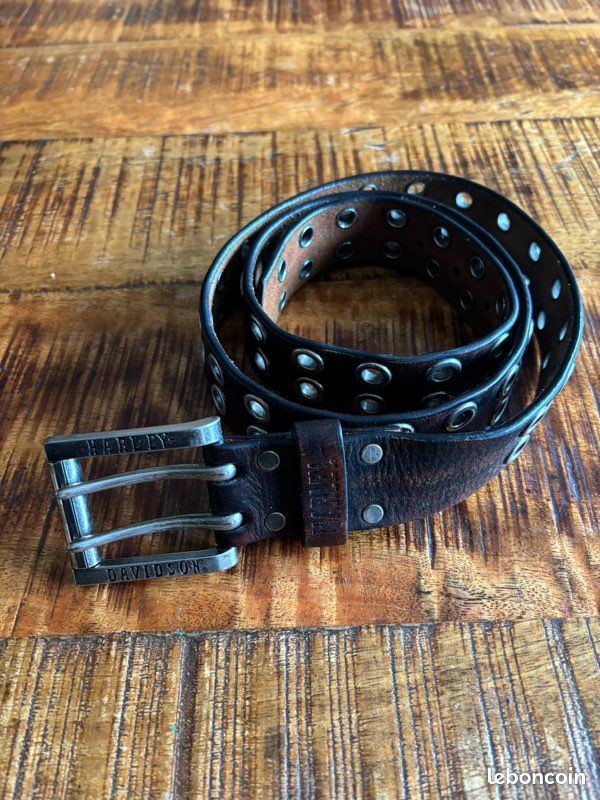 Ceinture En Cuir Authentique Harley-Davidson Pour Homme - Taille ~87cm - Noir, Occasion