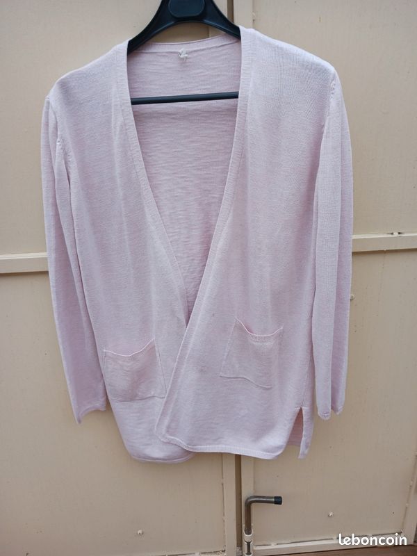 Gilet long sans bouton rose pâle (38/40) Vêtements