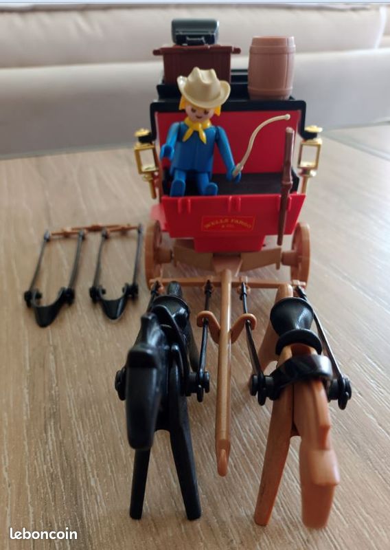 PLAYMOBIL VINTAGE WESTERN diligence caisse tonneau valise set 3245 V2 de 1984 EUR 30,00