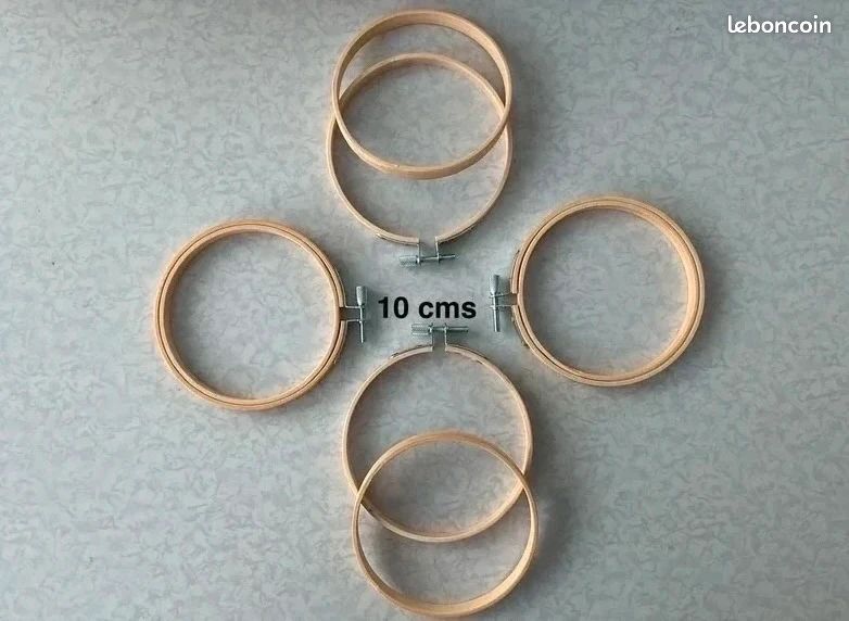 Quatre cercles à broder, tous loisirs créatifs, bambou naturel 10 cms (image 2)