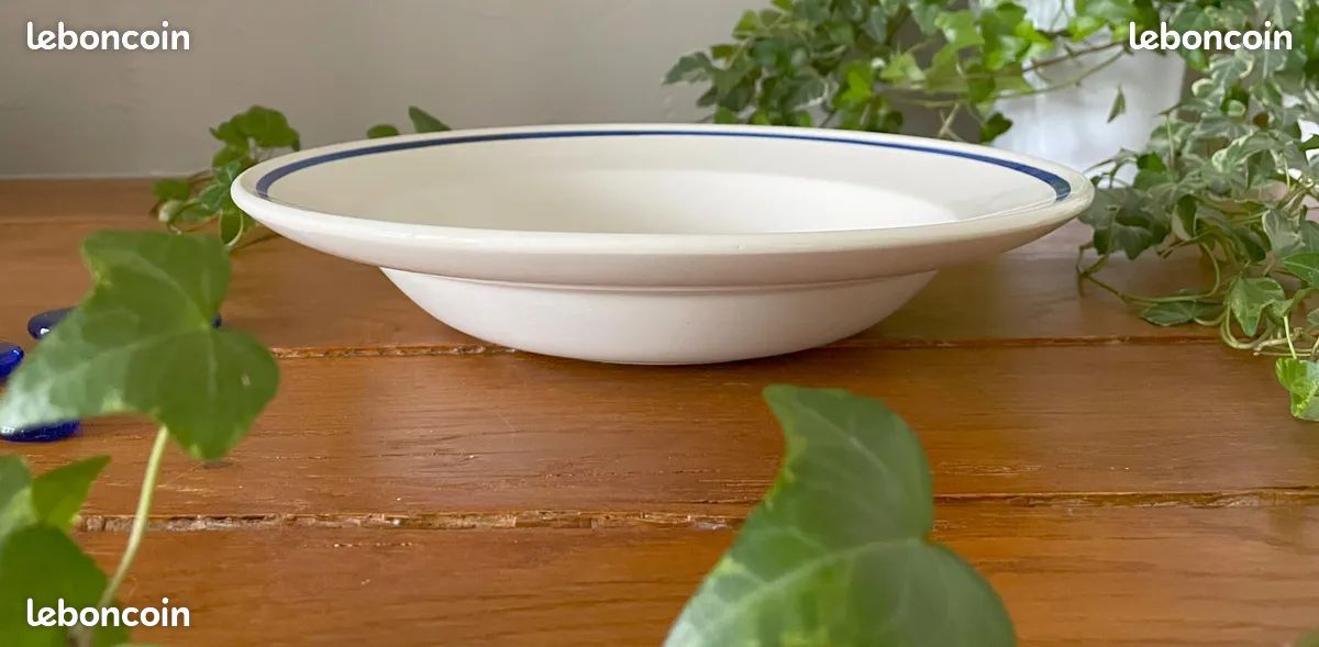 Saladier Gien Modèle Gentilly - Porcelaine Blanche Crème à Feuillage Multicolore