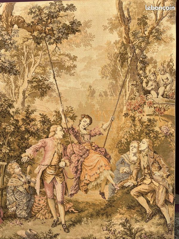 Tapisserie Vintage Gobelins Picturaux Belgique 100x70 Cm - Scène De Taverne, à Suspendre Au Mur