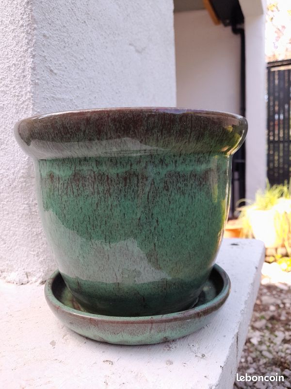 Vase terre/ceramique vert (image 2)