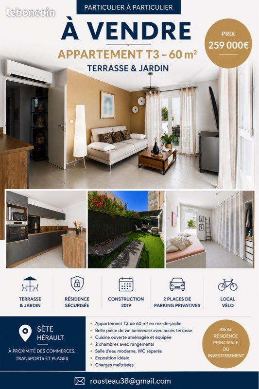 Appartement 3 pièces 60 m² · à Sète · 60 m² · 259 000 €