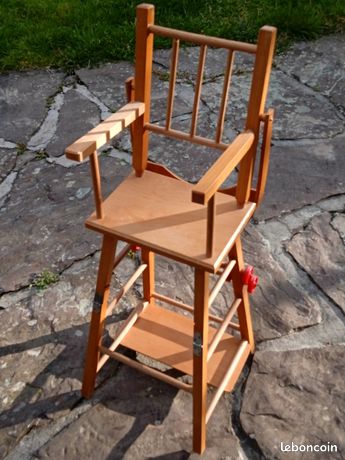 Chaise Haute Vintage Pour Poupée – Bois, Pliante, Années 50 (fabrication Française)