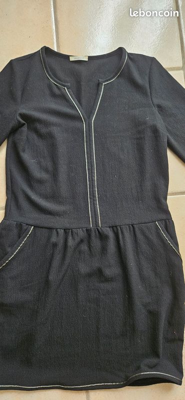 Robe Noire Texturée PROMOD - Taille 36, Style Fourreau - Occasion En Très Bon état