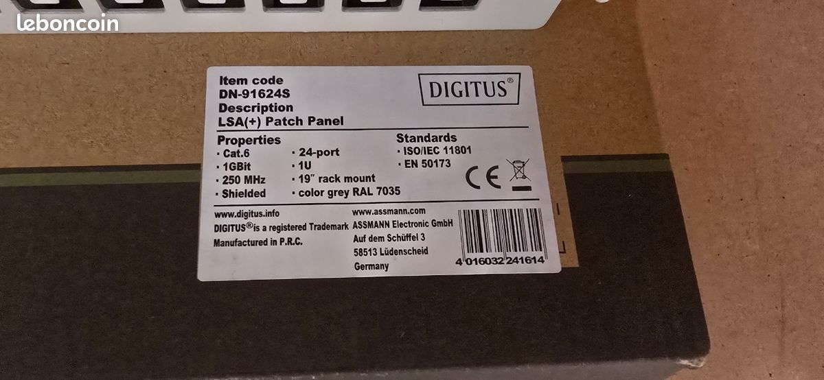 DIGITUS Panneau de Brasssage 19" Cat.6 Classe E - 24 x RJ45 (image 2)