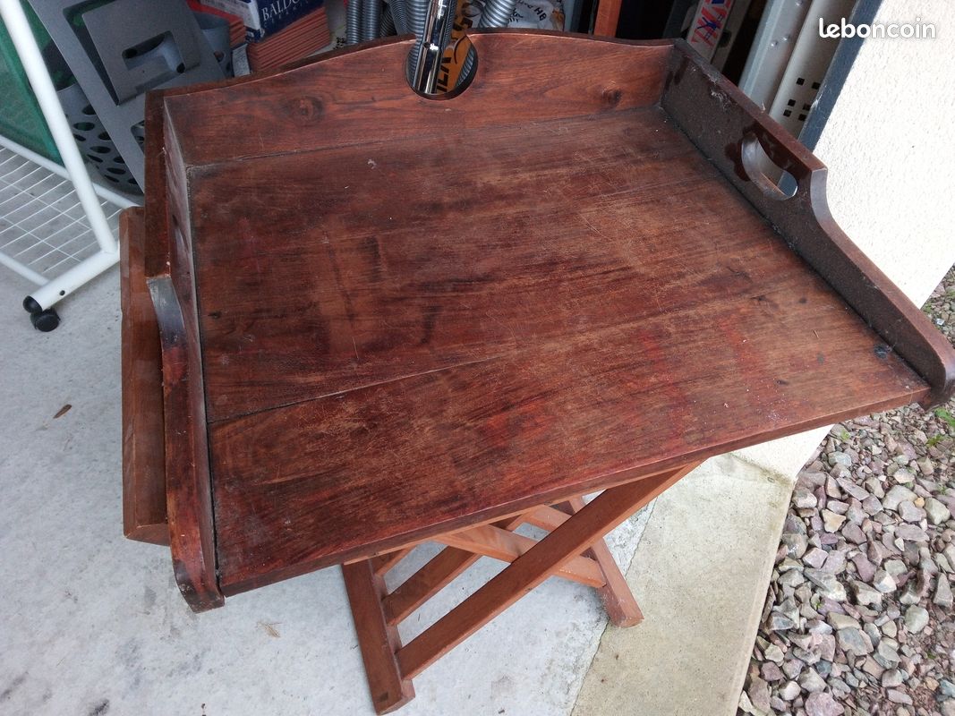 Plateau ancien de service en bois (image 1)